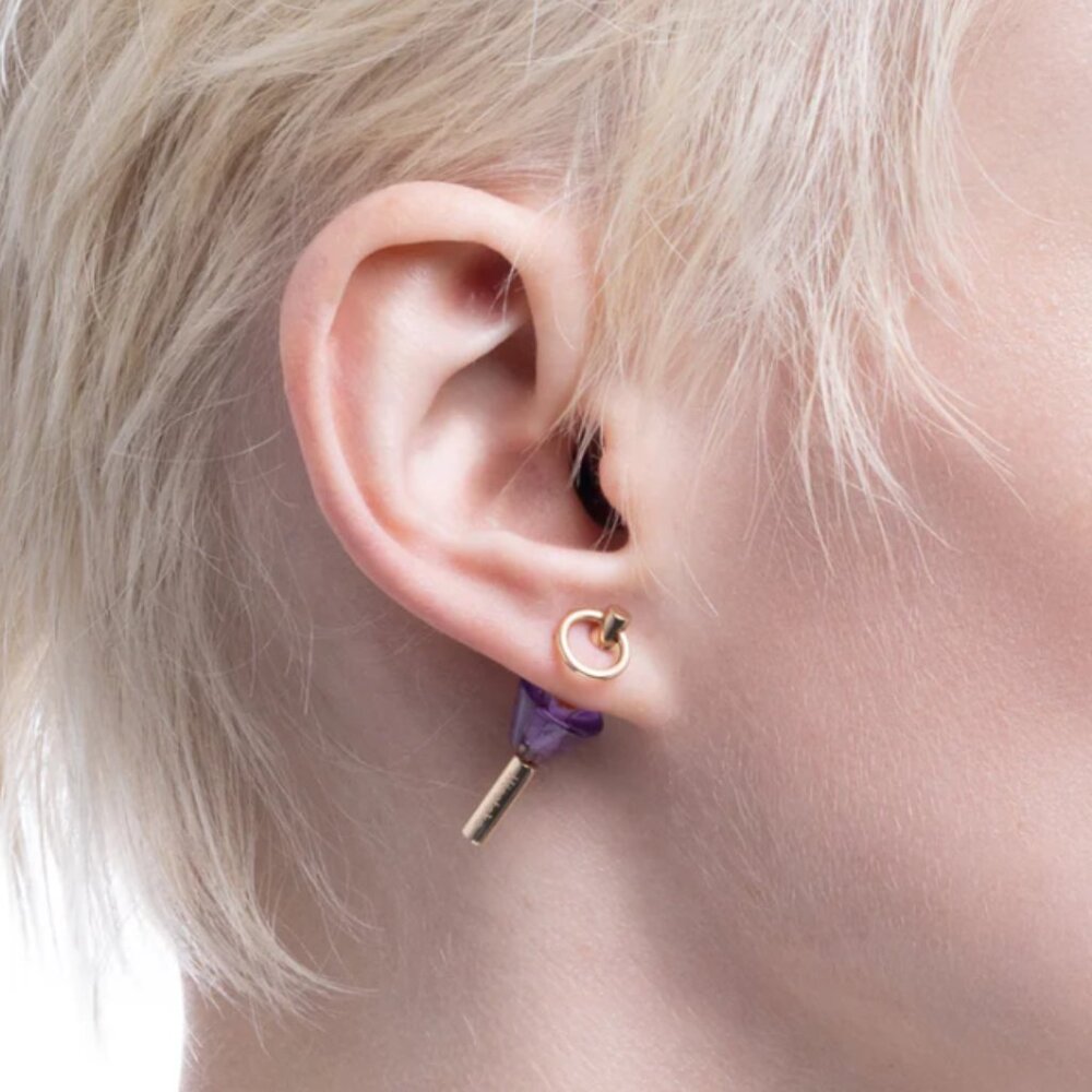 Hirotaka SPEAR Door Knocker Earring Small size, Amethyst